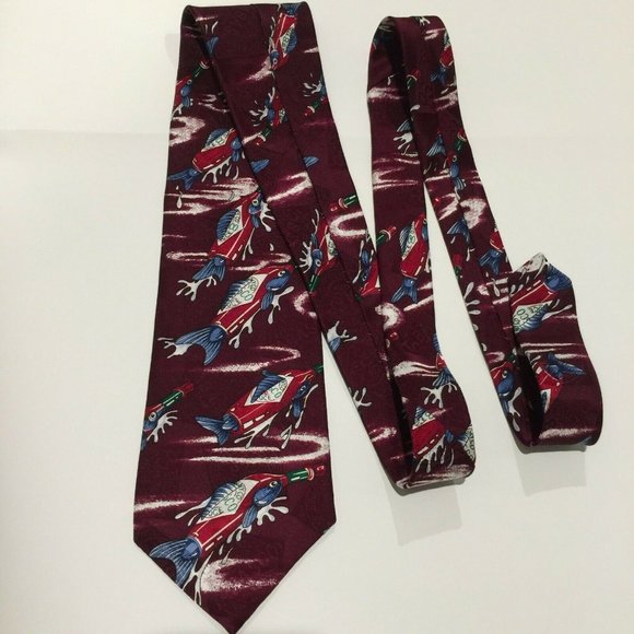 Mens Tabasco 100% Silk Neck Ties Hot Sauce bottle Novelty Print Fish 56" - Picture 8 of 9